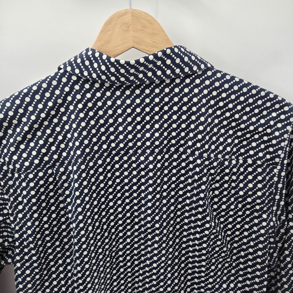 Talbots Petites Navy White Polka Dots Cotton Button Down Shirt Size 14P - Picture 3 of 11
